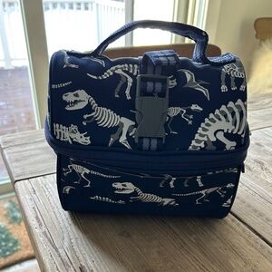 POTTERY BARN KIDS DINO DINOSAUR NAVY BONES GLOWIN DARK LUNCH BOX